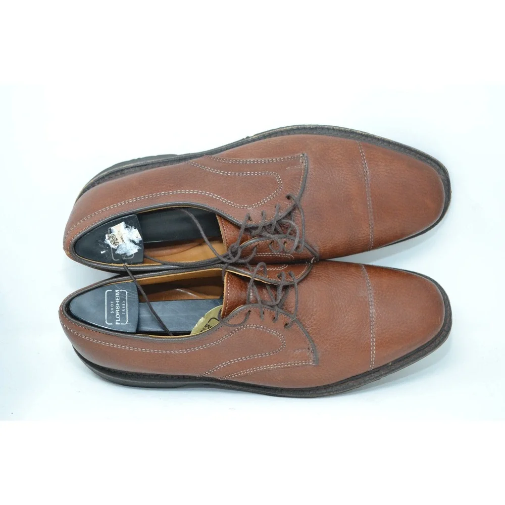 ALLEN EDMONDS Becker BROWN Pebbled Leather Lace Shoes Mens 9‎ D Cap Toe Oxford